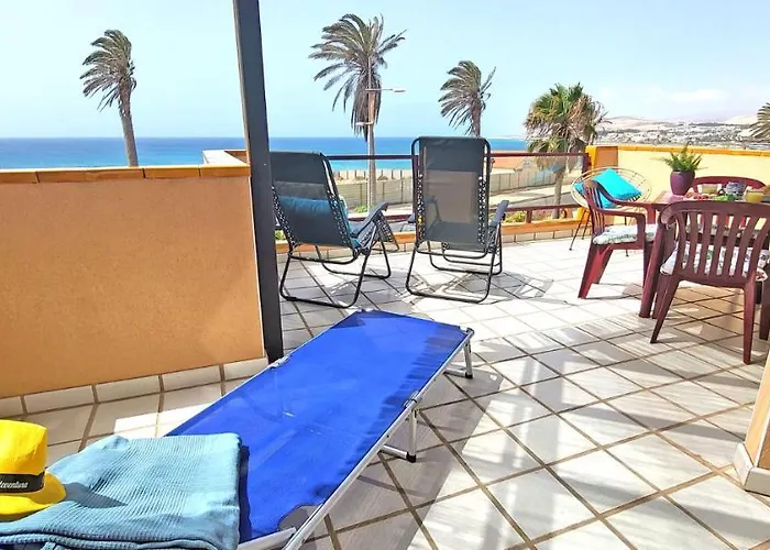 Flat Blue Ocean, Beachfront, Sea View, 1 Bedroom, Livingroom, Fast Internet Costa Calma